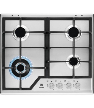 Electrolux KGS6436SX Placa de gas de 60 cm, Acero inoxidable antihuellas