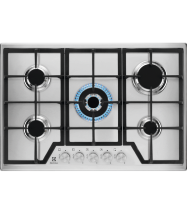Electrolux KGS7536SX Placa de gas de 75 cm, Acero inoxidable antihuellas