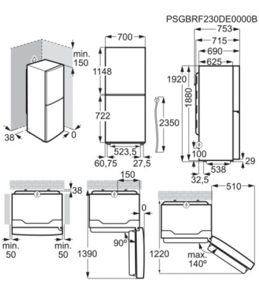 AEG ORC6M481EX Frigorífico combi de libre instalación de 192 x 70 cm, Acero inoxidable antihuellas