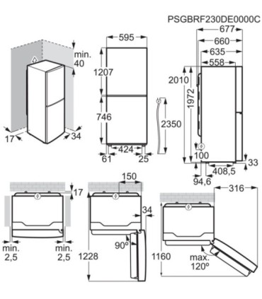 AEG ORC8M361EE Frigorífico combi de libre instalación de 201 x 60 cm, Cristal Negro