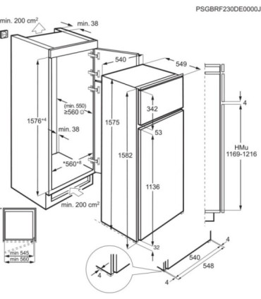 AEG OSD5S161ES Frigorífico de dos puertas integrable de 157,5 x 54,8 cm, Puerta deslizante