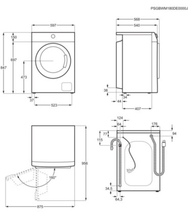 Electrolux EA2F6820CF Lavadora de libre instalación de 8 kg y 1200 r.p.m., Blanco