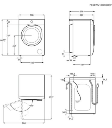 AEG LFA6I8472A Lavadora de libre instalación Serie 6000 ProSense® de 8 kg y 1400 r.p.m., Blanco