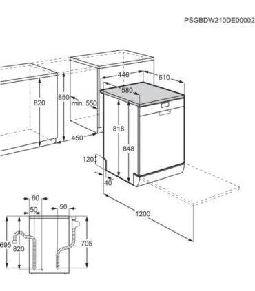 AEG FFB62427ZM Lavavajillas de 45 cm para 9 servicios de Clase E, Acero inoxidable antihuellas