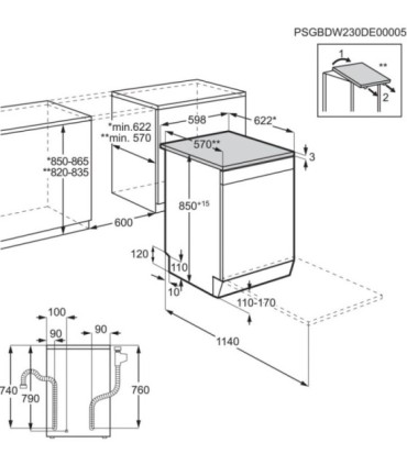AEG FFB74927ZM Lavavajillas de 60 cm para 14 servicios de Clase C, Acero inoxidable antihuellas