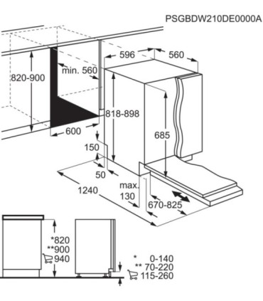 AEG FSE76727P Lavavajillas integrable de 60 cm para 14 servicios de Clase A