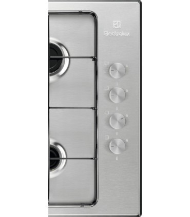 Electrolux KGS6404SX Placa de gas de 60 cm, Acero inoxidable antihuellas