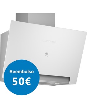 Balay 3BC587LB Campana decorativa de pared inclinada, 80 cm, Cristal blanco