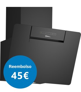 Balay 3BC567GNH Campana decorativa de pared inclinada, 60 cm, Cristal negro