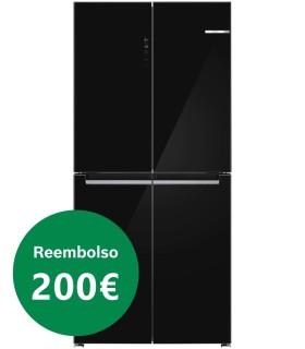 Bosch KMC85LBEA Serie 4, Frigorífico Multipuerta con puertas de cristal, 189.5 x 85.5 cm, Negro