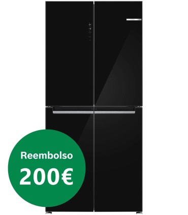 Bosch KMC85LBEA Serie 4, Frigorífico Multipuerta con puertas de cristal, 189.5 x 85.5 cm, Negro