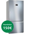 Bosch KGB86XIEP Serie 4, Frigorífico combinado de libre instalación, 186 x 86 cm (81 cm de fondo), Acero inoxidable antihuellas