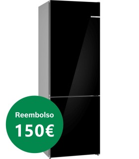 Bosch KGN49LBCF Serie 6, Frigorífico combinado de libre instalación,  Acabado en cristal, 203 x 70 cm, Negro
