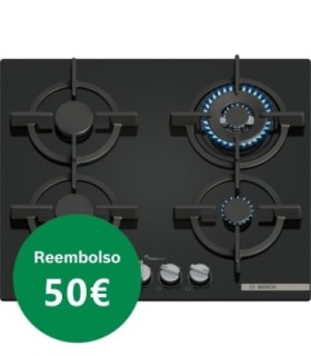 Bosch PPH6A6I10 Serie 6, Placa de gas, 60 cm, Vidrio templado, Negro