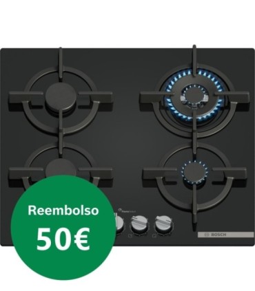 Bosch PPH6A6I10 Serie 6, Placa de gas, 60 cm, Vidrio templado, Negro