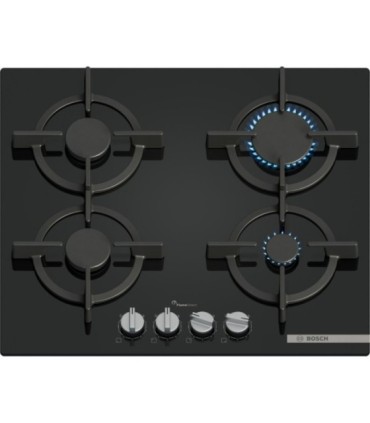 Bosch PPP6A6I10 Serie 6, Placa de gas, 60 cm, Vidrio templado, Negro