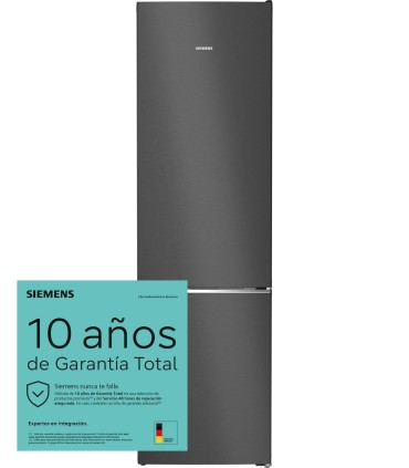 Siemens KG39NSBBF iQ700, Frigorífico combinado de libre instalación, 203 x 60 cm, acabado cristal negro satinado