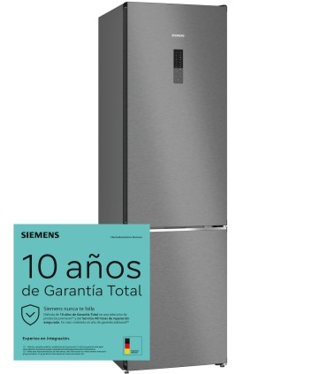 Siemens KG39NAXCF iQ500, Frigorífico combinado de libre instalación, 203 x 60 cm, Acero negro antihuellas