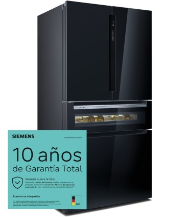 Siemens KF96RSBEA iQ700, Frigorífico Multipuerta con puertas de cristal, 183 x 90.6 cm, Negro