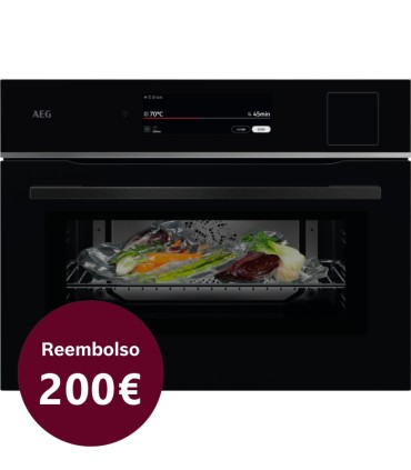 AEG TP9SK821B Horno compacto de vapor Serie 9000 ProAssist con SteamPro con limpieza al vapor, Negro