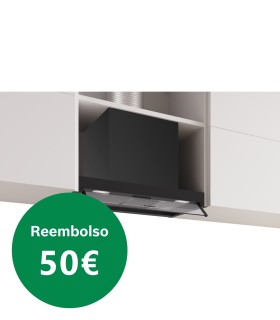Bosch DBB65CC60 Serie 4, Campana decorativa integrable, 60 cm, Cristal transparente, Negro mate