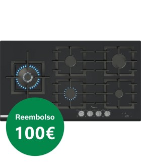Bosch PRS9A6H40 Serie 8, Placa de gas, 90 cm, Vidrio templado, Negro