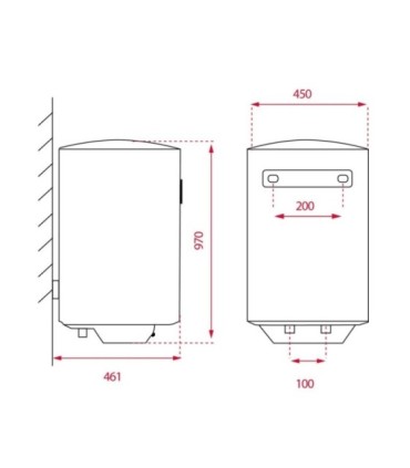 Teka EWH 100 C Termo eléctrico de 100 litros con instalación vertical, Serie Easy