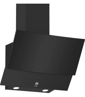 Balay 3BC565GN Campana decorativa de pared inclinada, 60 cm, Cristal negro