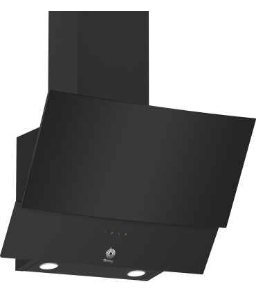 Balay 3BC565GN Campana decorativa de pared inclinada, 60 cm, Cristal negro