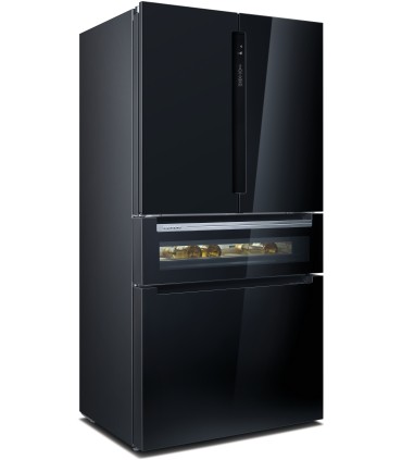 Siemens KF96RSBEA iQ700, Frigorífico Multipuerta con puertas de cristal, 183 x 90.6 cm, Negro